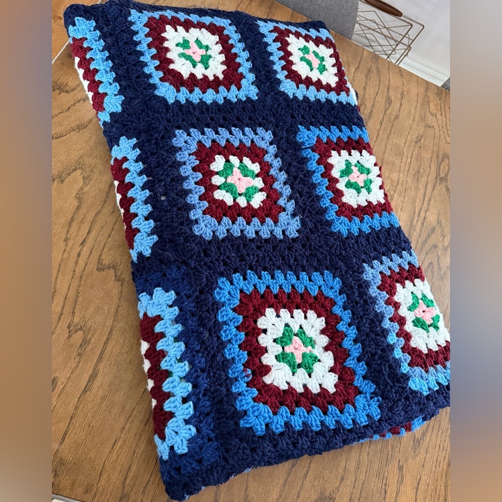 Handmade Crochet Granny Square Throw - Picture 3 of 4
